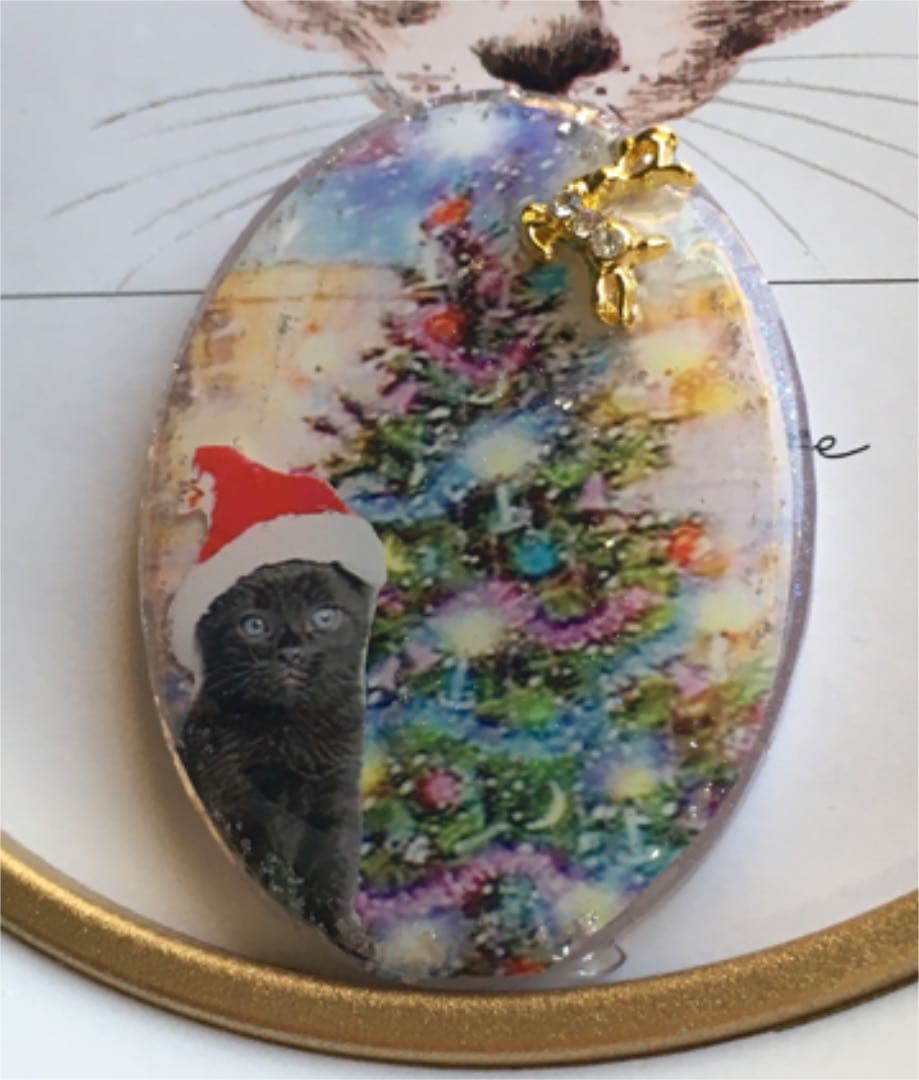 レジンヘアゴム♡クリスマスツリー黒猫ちゃん・再販不可